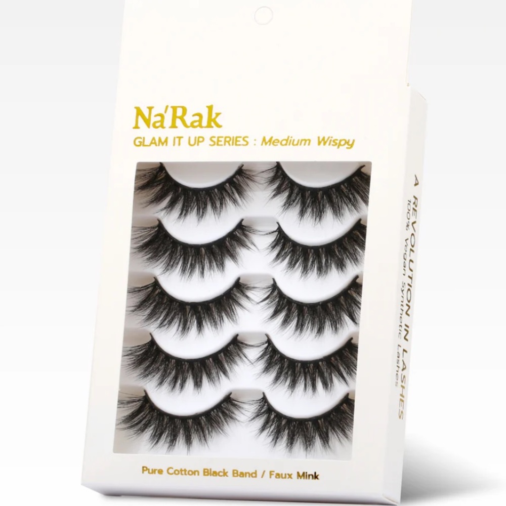 NaRak's False Eyelashes Glam It Up Series MEDIUM WISPY Design 5 Pairs